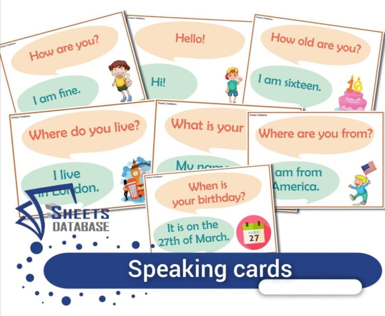 Speaking cards – Sheets