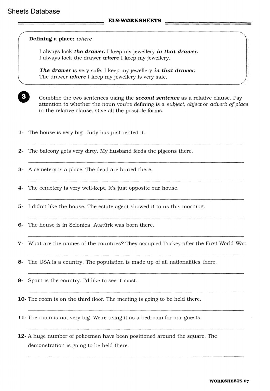 Esl worksheets sheets