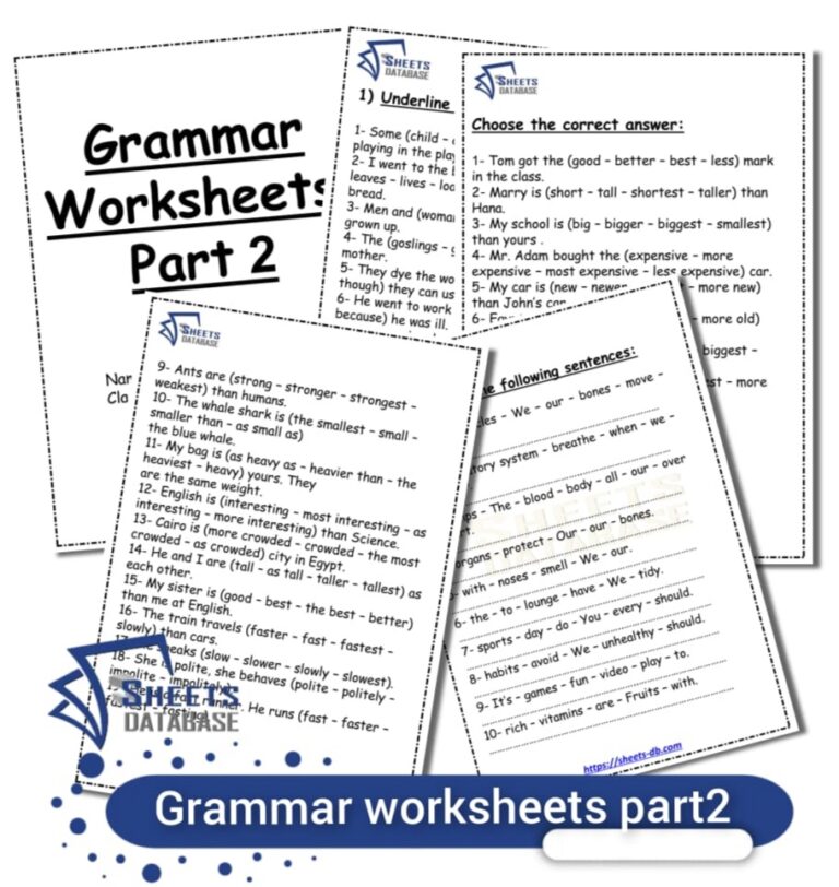 Grammar Worksheets part2 Sheets