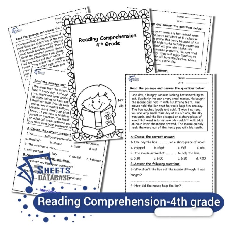 Reading Comprehension passages for 4th graders – Sheets