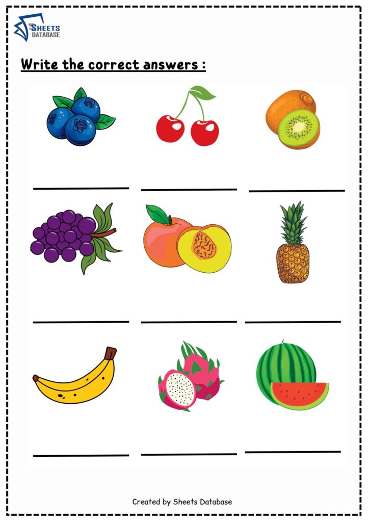 Fruit worksheets Sheets