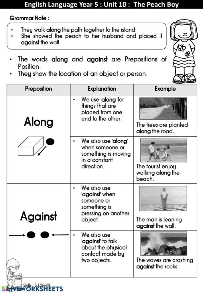 Prepositions worksheets – Sheets