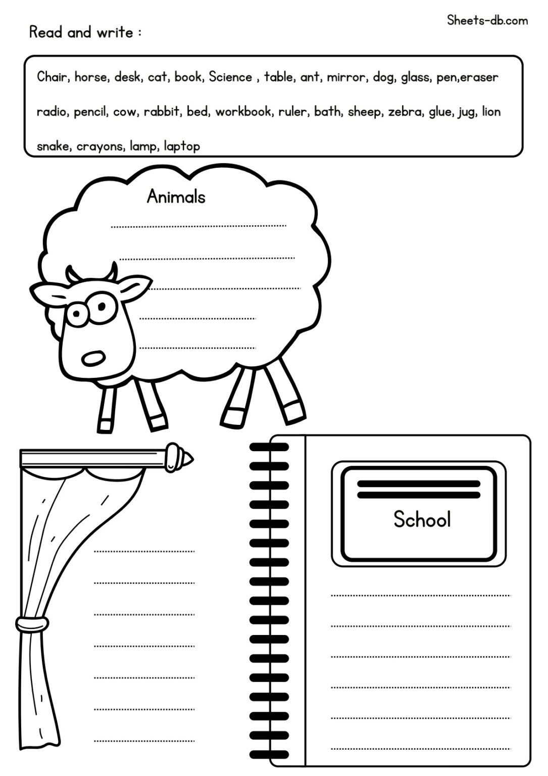 Vocabulary worksheets sheets