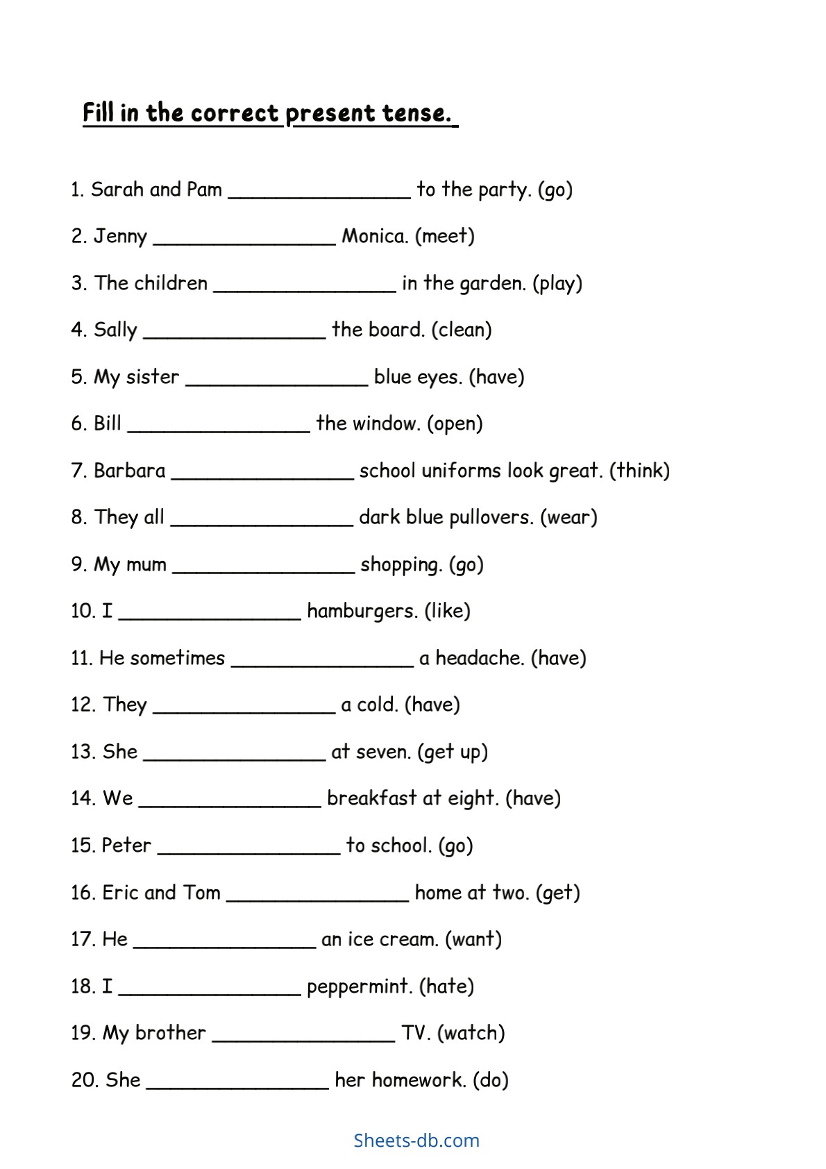 Present Simple Worksheets _2