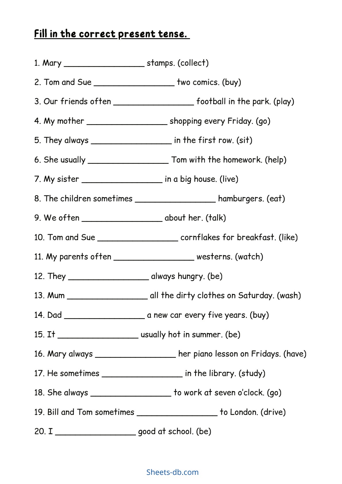 Present Simple Worksheets _3
